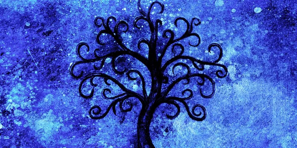 Quadro su tela – Albero della vita su sfondo blu
