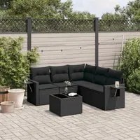 Set Divano da Giardino 6 pz con Cuscini Nero in Polyrattan 3220154