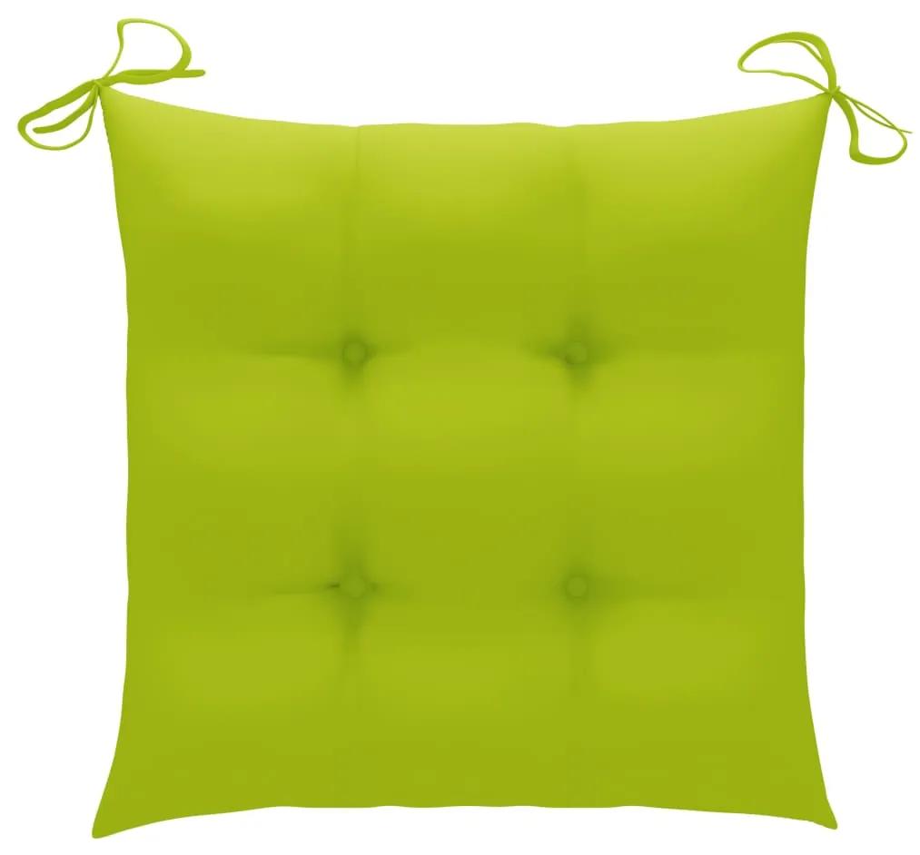 Sedia a dondolo con cuscino verde brillante in legno di teak