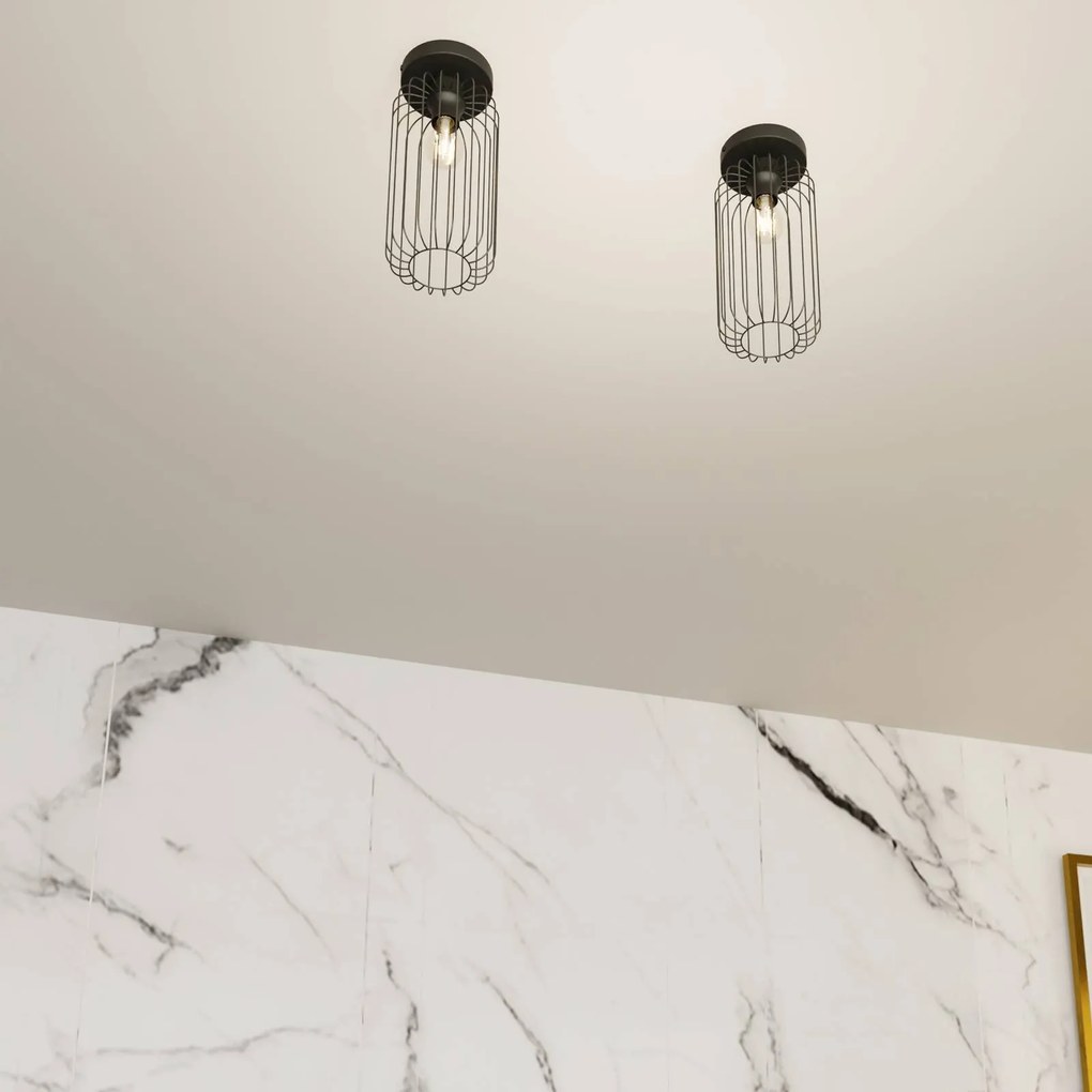 EMIBIG LIGHTING Plafoniera Barn, Ø 16 cm, nero, metallo, E27