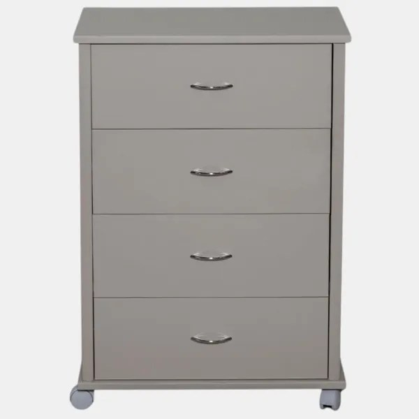 Cassettiera con ruote ICON 58X83h cm in Legno di Faggio a 4 Cassetti Laccato Tortora