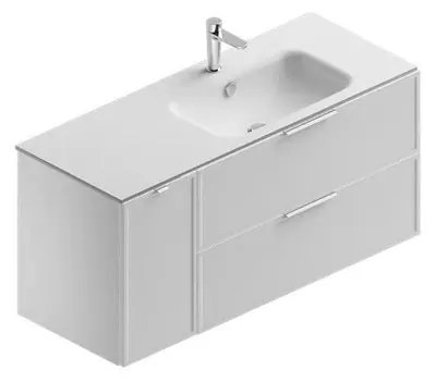 Mobile sottolavabo e lavabo Quadra per vasca a destra bianco in mdf L 120 x H 57 x P 46 cm, 1 anta 2 cassetti