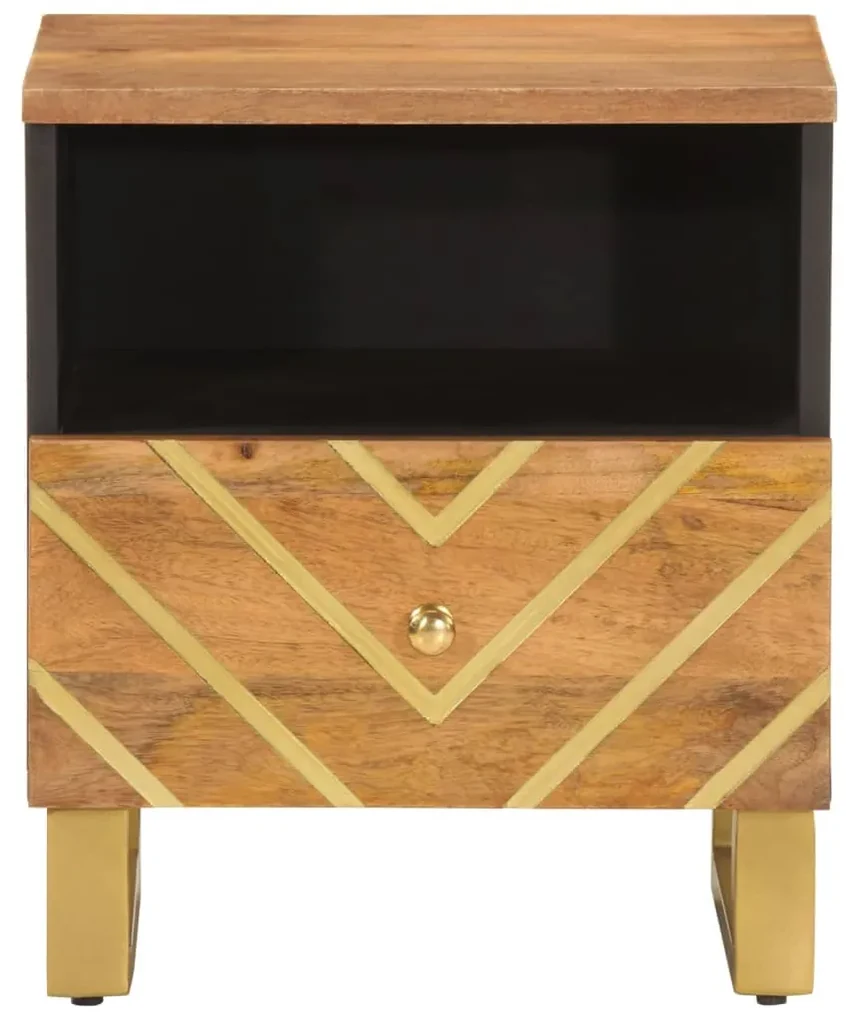 Comodini 2 pz marrone e nero in legno massello di mango