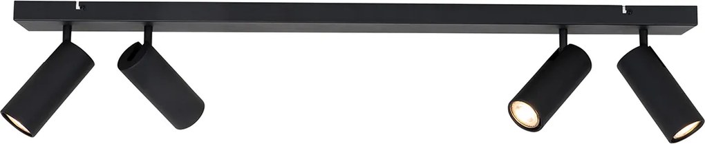 Faretto da soffitto smart nero 4 luci regolabile incl. 4 Wifi GU10 50mm - Renna