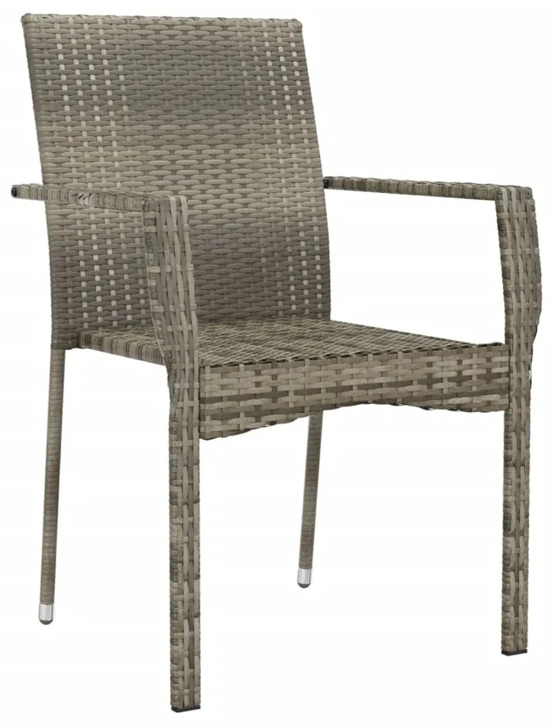 Sedie da Giardino con Cuscini 4 pz in Polyrattan Grigie