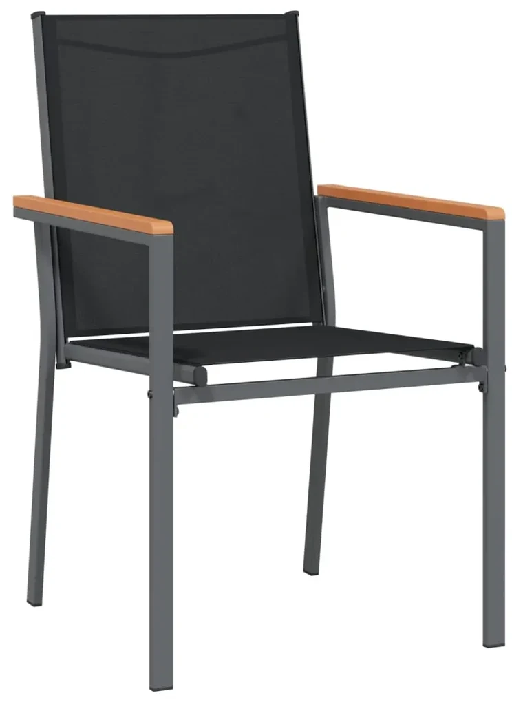 Set da pranzo da giardino 7 pz nero in textilene e acciaio