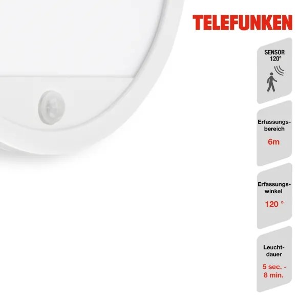 Telefunken 313706TF-LED Applique da esterno con sensore LED/15W/230V IP44