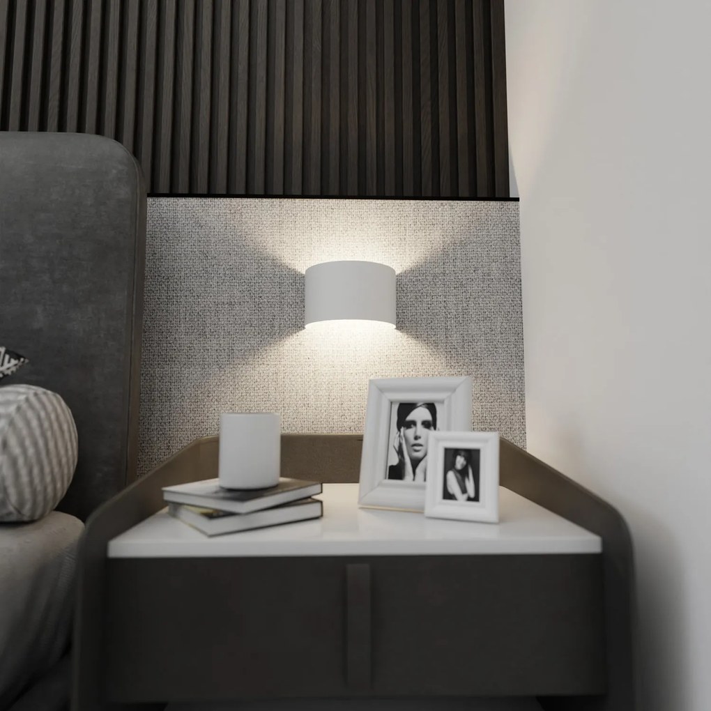 Applique Moderna 1 Luce Floki Fascia In Acciaio Bianco