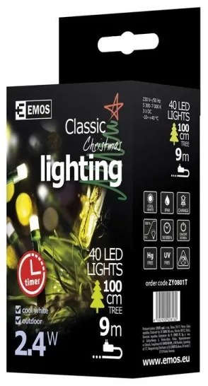 Catena di Natale LED Outdoor CHAIN 40xLED 9m IP44 bianco freddo