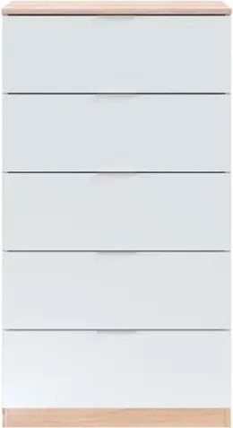 Cassettiera Moderna 5 Cassetti 60x40x110 Bianco E Rovere Basic Line