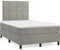 Letto a Molle Materasso e LED Grigio Chiaro 120x190 cm Velluto 3270311