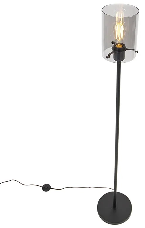 Lampada da terra di design nera con vetro fumé - Dome