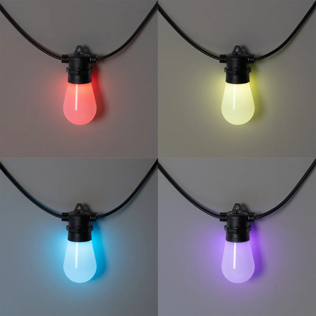 Catenaria di luci LED intelligenti 15 metri 15 luci opale RGBW IP44 - Chill