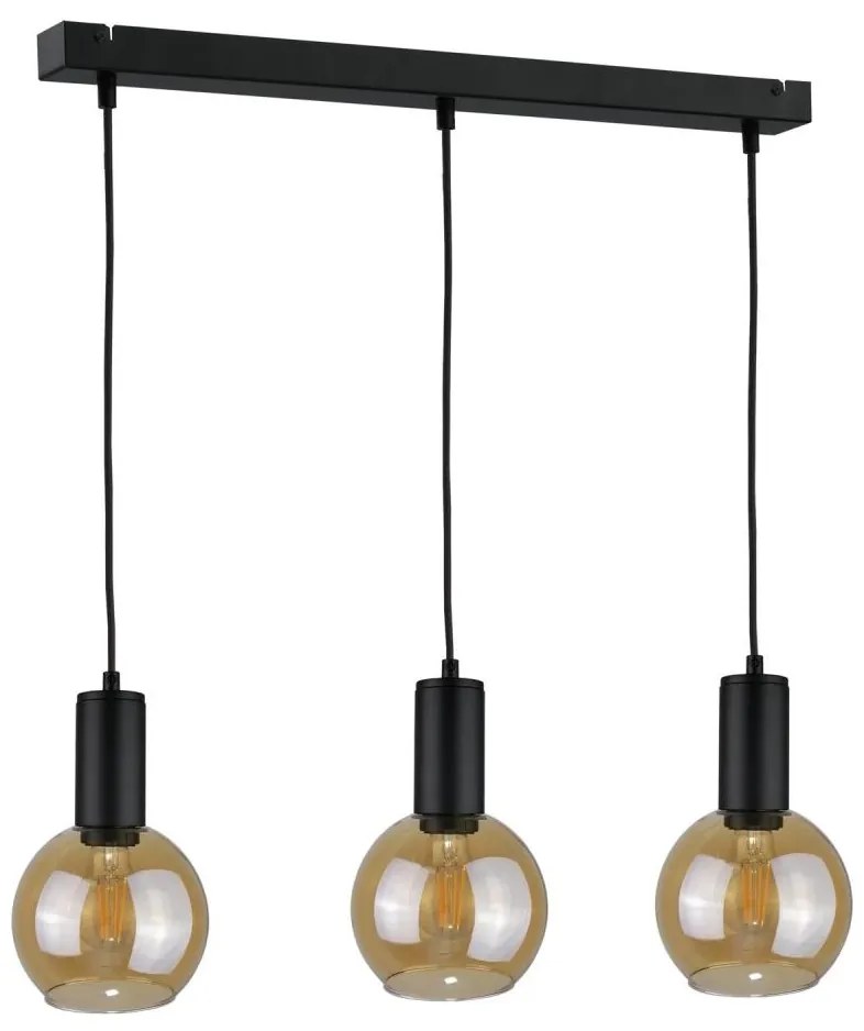 Lampadario a sospensione con filo JANTAR BLACK 3xE27/60W/230V