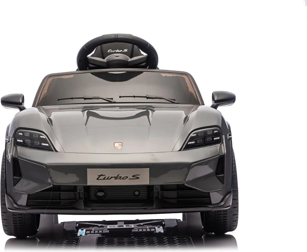 Macchina Elettrica per Bambini Porsche Taycan Turbo S 12V con Telecomando Bluetooth Luci LED e Tappetini Nero...