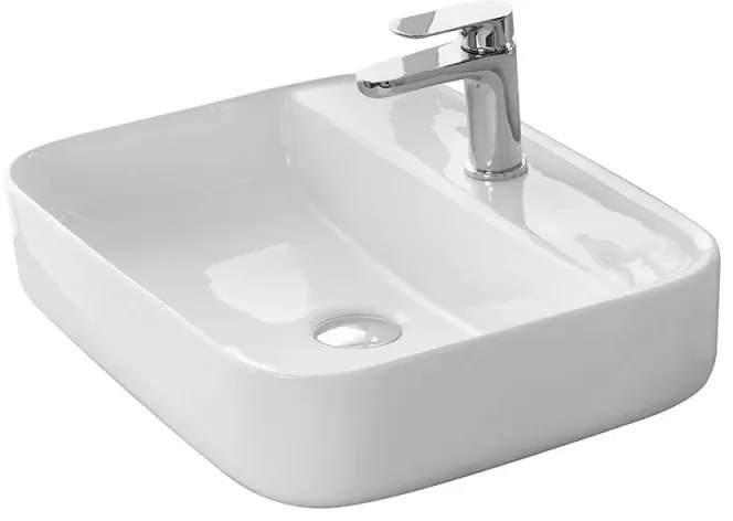Lavandino da appoggio 50x39 cm in ceramica lucida con angoli tondi