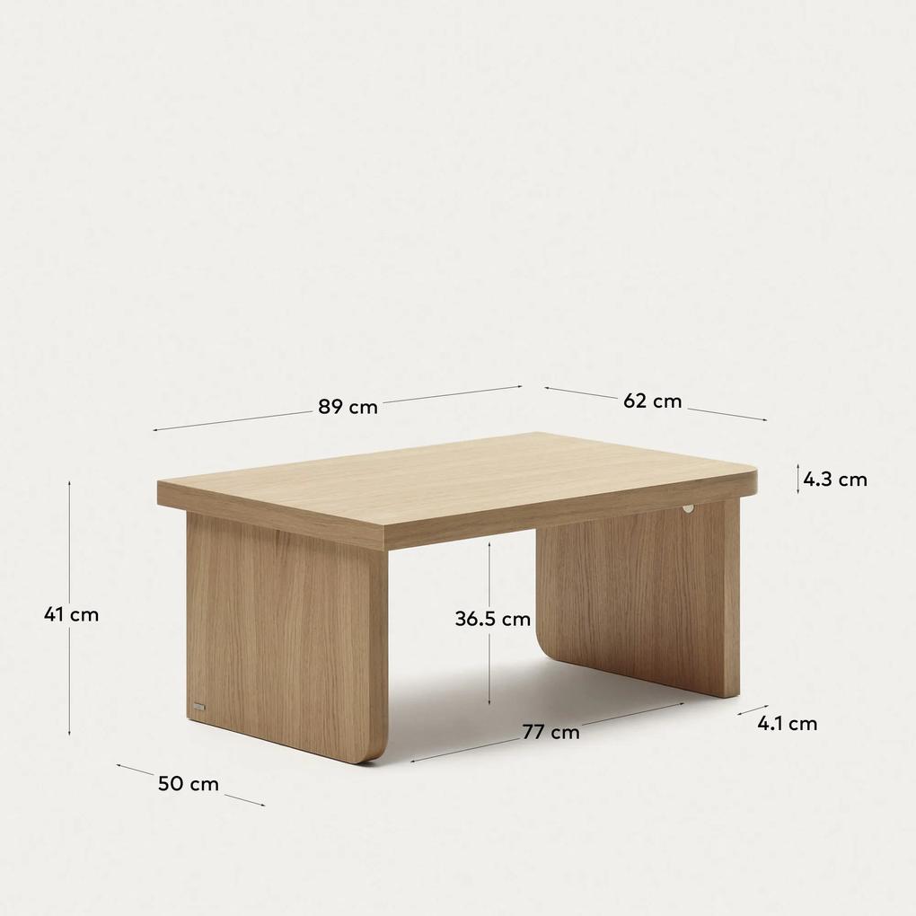 Kave Home - Tavolino da caffÃ¨ Oaq impiallacciato rovere finitura naturale 82 x 60 cm FSC Mix Credit