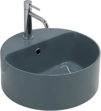 Lavabo da appoggio Open OLYMPIA CERAMICA tondo in ceramica L 60 x H 17 x P 40 cm blu lucido piletta non inclusa