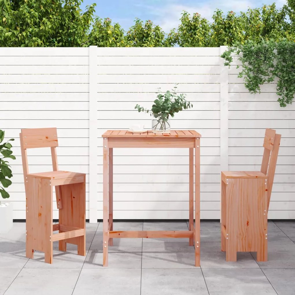Set Da Bar Da Giardino 3 Pz İn Legno Massello Di Douglas /