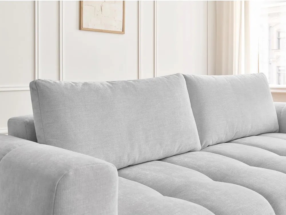 Divano grigio chiaro allungabile e con contenitore 251 cm Fuji – Bobochic Paris