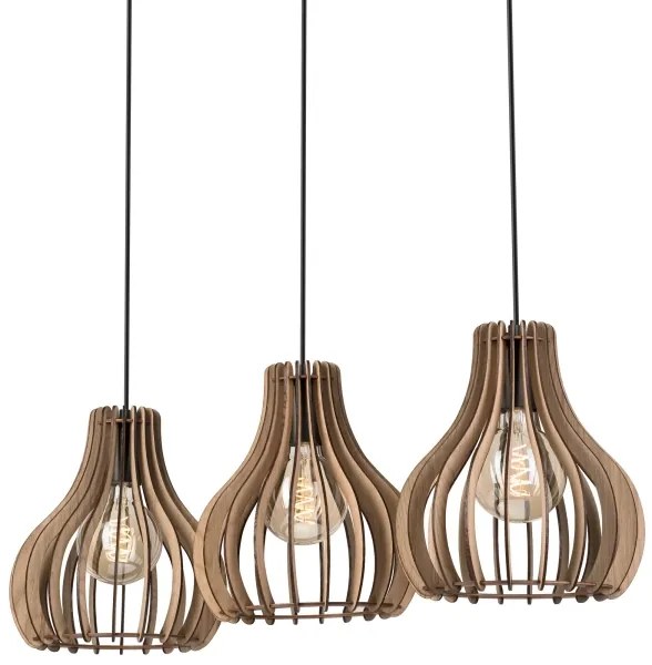 Lampadario a sospensione con filo TUCCI 3xE27/15W/230V quercia/nero