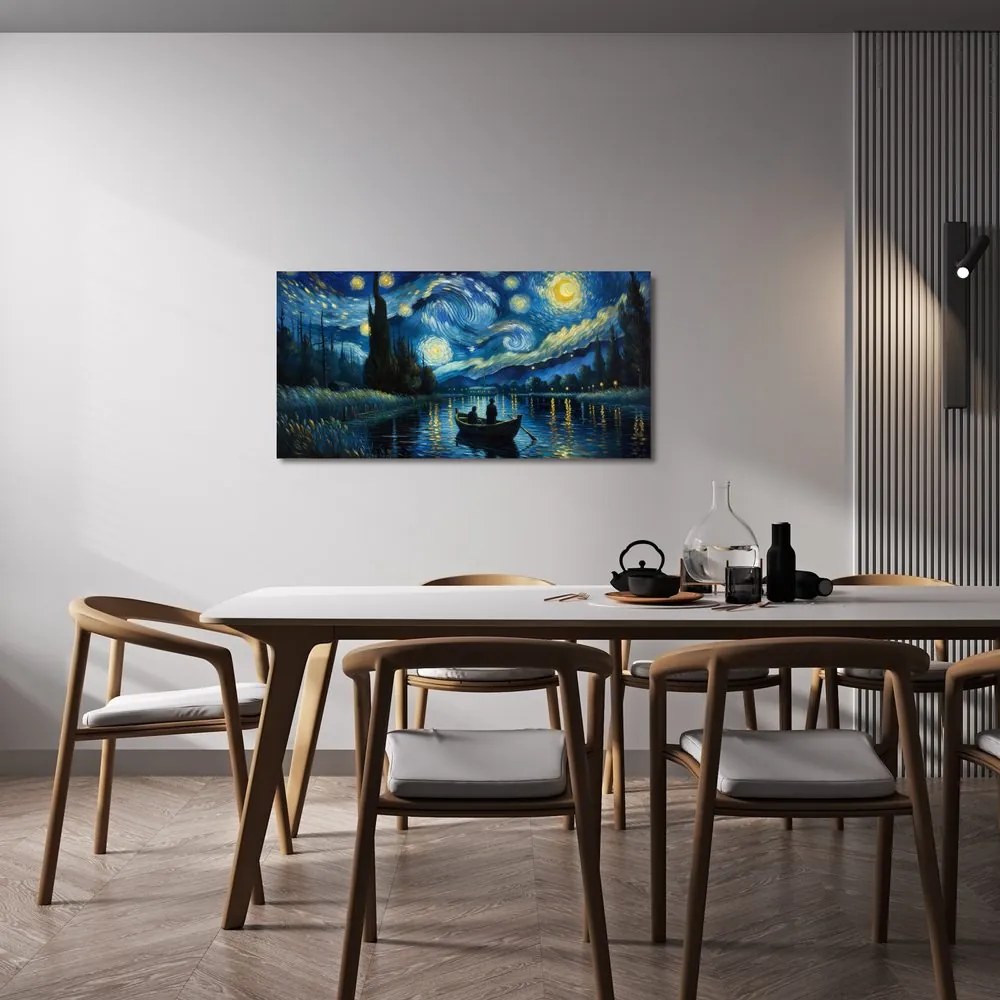 Quadro su tela – Notte stellata sul fiume