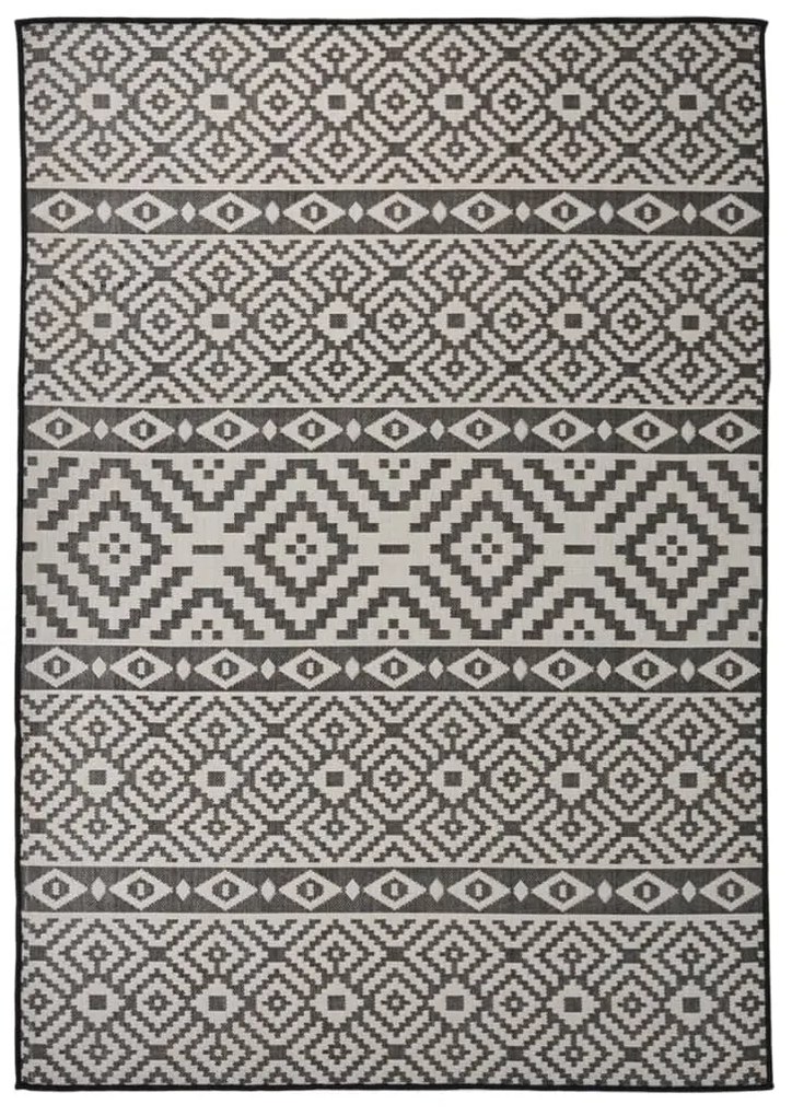 Tappeto Da Esterni A Tessitura Piatta 140x200 Cm Strisce Nere /