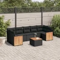 Set Divani da Giardino con Cuscini 8 pz Nero in Polyrattan 3227490