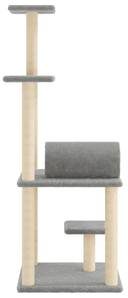 Albero per gatti con tiragraffi in sisal grigio chiaro 136 cm