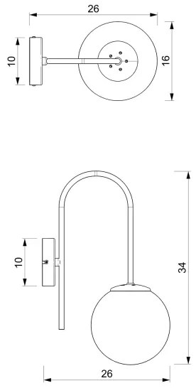 Applique CAMBRIDGE 1xE14/60W/230V nero/ottone