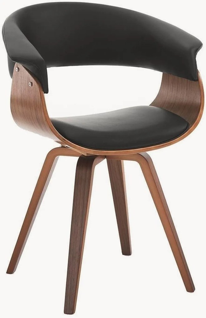 Sedia con braccioli in similpelle effetto legno Visby