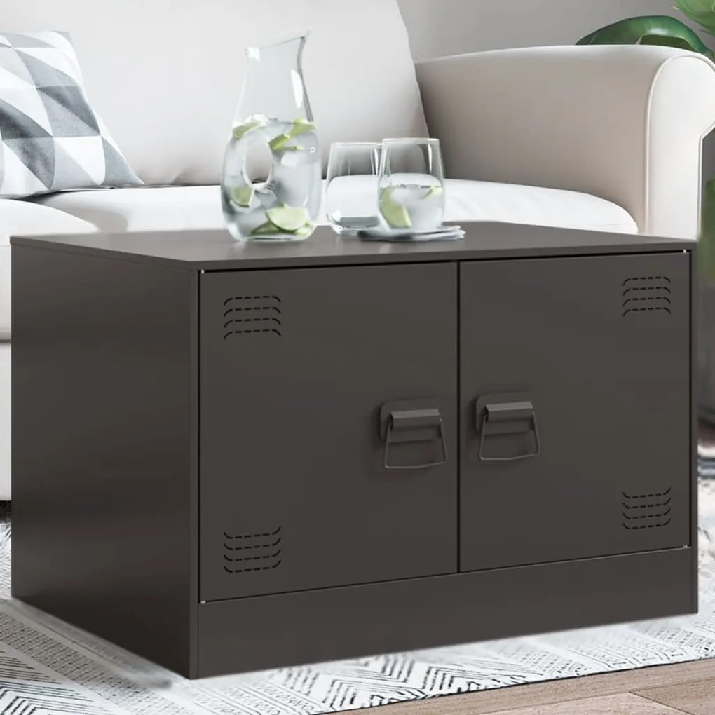 Tavolino Da Salotto Nero 67x50x44 Cm İn Acciaio /