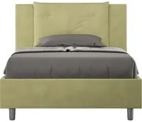 Letto imbottito 1 piazza e mezza 120x200 cm Appia - Contenitore,Microfibra,T verde