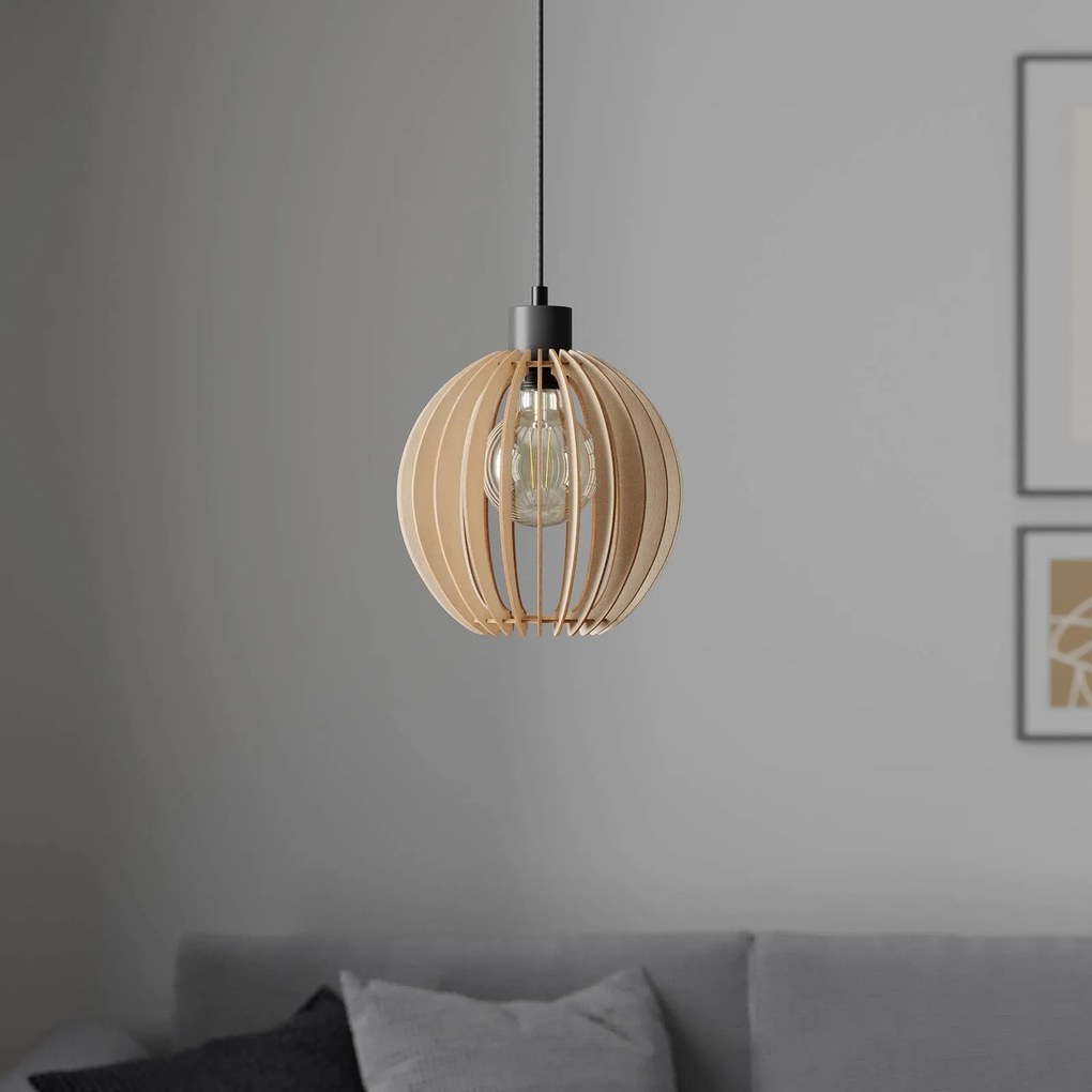 Lampada a sospensione Clay Envostar, dimmerabile, Legno chiaro, Soggiorno / Sala da pranzo, Legno, Scandinavo, Lampada a sospensione