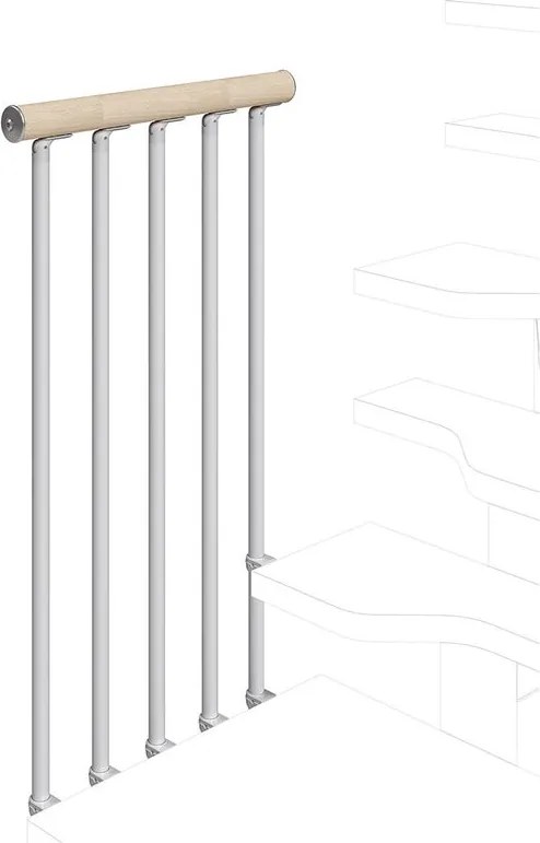 Balaustra in kit IRIS Bria per pianerottolo in acciaio argento, corrimano in legno bianco L 120 cm, fissaggio a parete