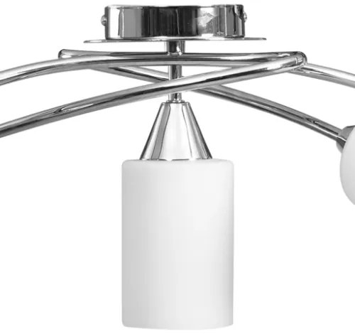 Lampadario Paralumi in Ceramica 5 Lampadine E14 Bianco a Cono