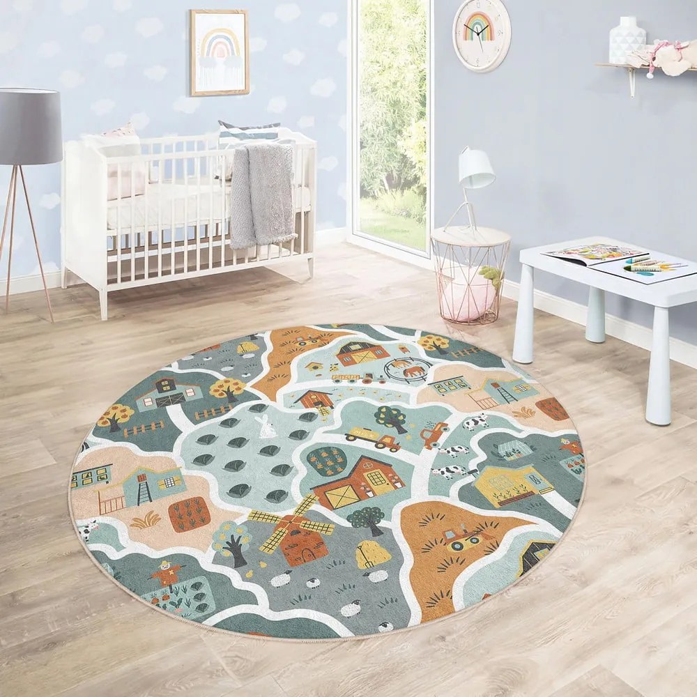 Tappeto da gioco per bambini lavabile ø80 cm Farmer's Life – Mila Home