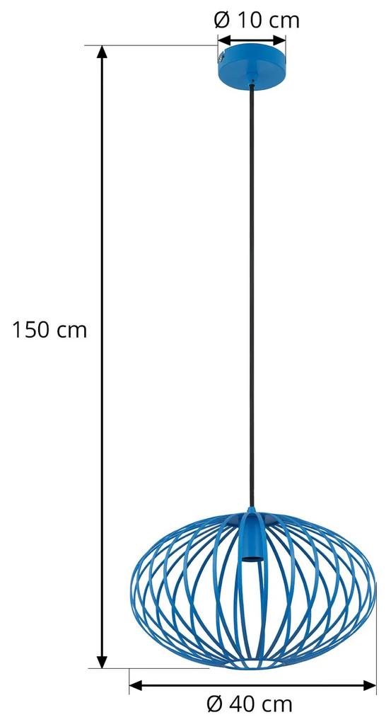 Lindby Maivi sospensione metallo gabbia blu 40 cm