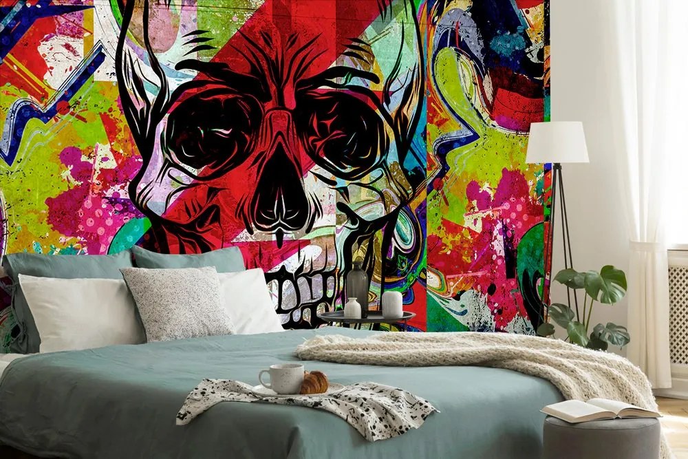 Carta da parati – Teschio in stile graffiti