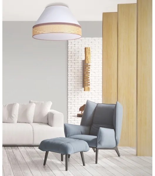 Duolla - Plafoniera AVIGNON 3xE27/15W/230V diametro 60 cm bianco/rattan