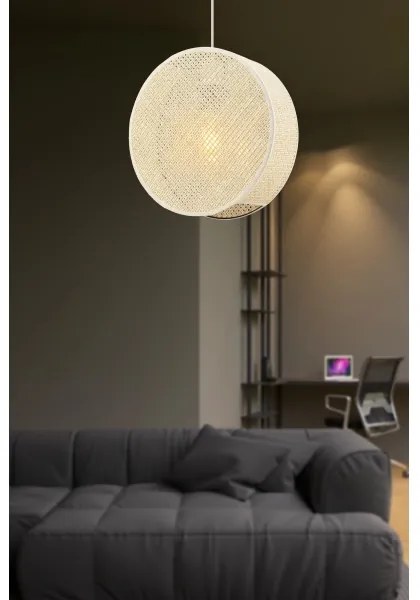 Lampadario a sospensione su cavo BIG DRUM 1xE27/60W/230V crema