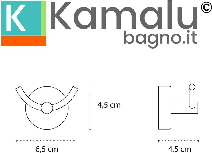 Kamalu - Appendino doppio gancio design curvo in acciaio inox finitura bianca opaca | Monde-B