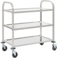 Carrello da Cucina a 3 Livelli 96,5x55x90 cm in Acciaio Inox 50914