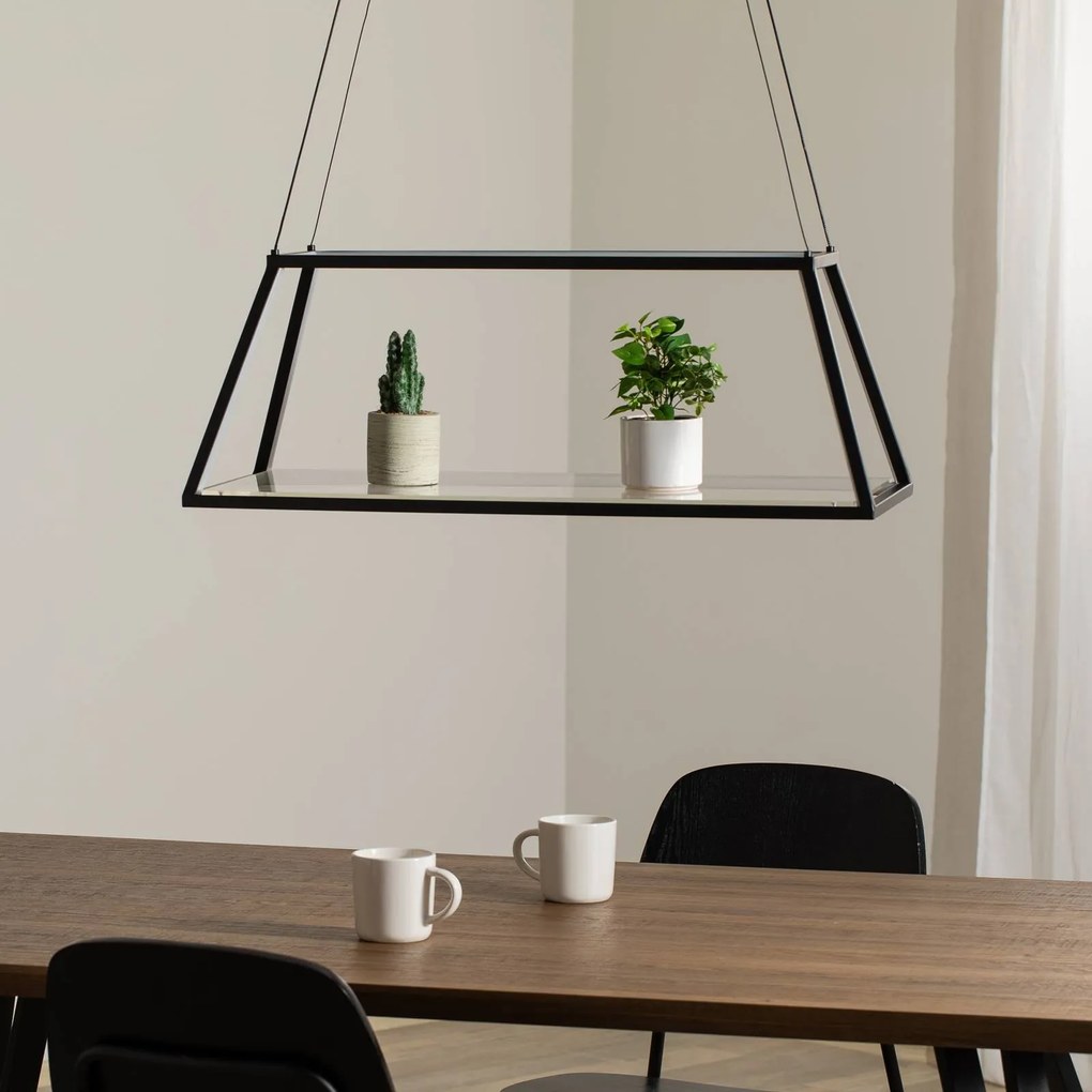 Lucande lampada LED a sospensione Mensola, nero, alluminio, 75 cm