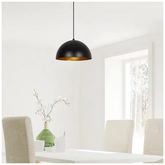 Lampada a sospensione su cavo SIVANI 1xE27/40W/230V Ø 30 cm nero/ramato
