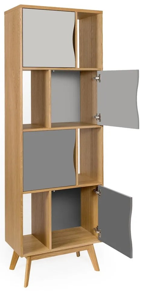 Libreria grigia in rovere 65x191 cm Avon - Woodman
