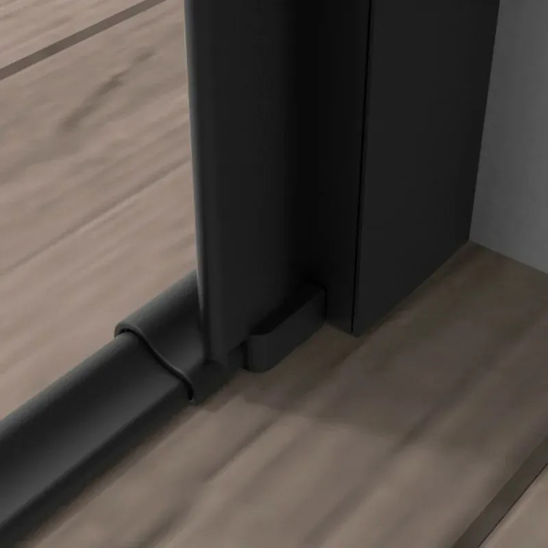 Porta doccia a soffietto per nicchia 85cm in vetro temperato trasparente con profili nero opaco Neos