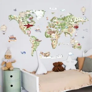 Adesivo murale Mappa del mondo | Inspio
