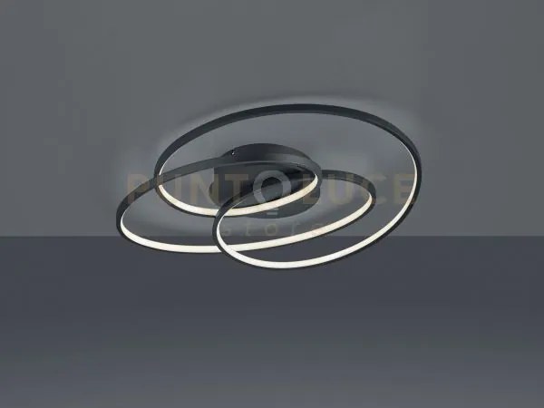 Gale plafoniera led 38,5w 5000lm, 3000k nera cerchi concentrici con...