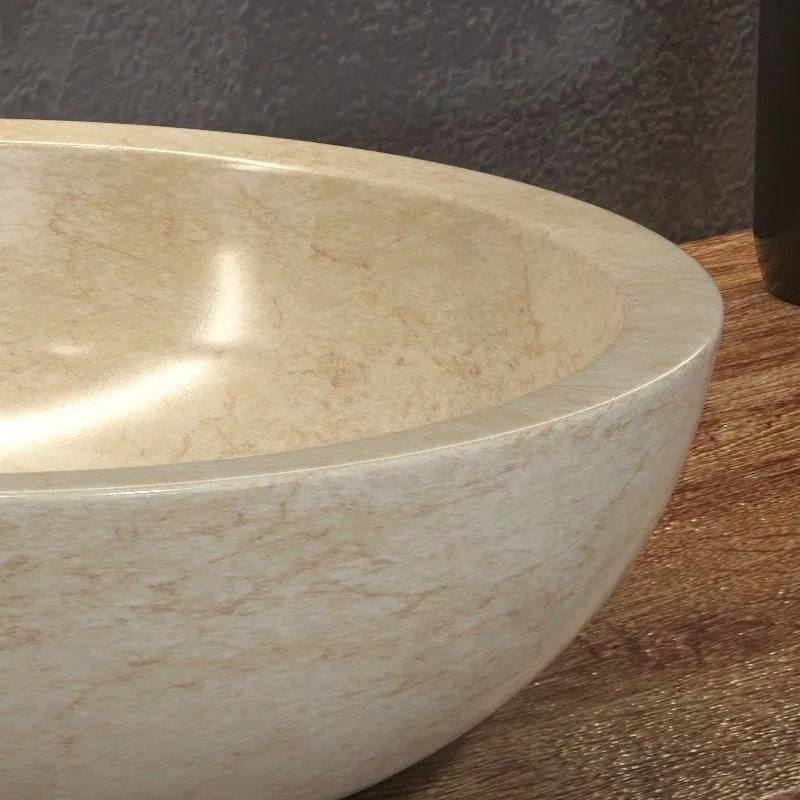 Kamalu - lavabo bango in marmo crema 40cm  litos-ec40